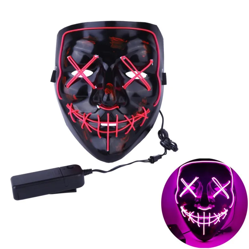 Хэллоуин СВЕТОДИОДНЫЙ Маскарадная маска для вечеринки маски неоновые маскарадные маски светится в темноте тушь для ресниц ужас с подсветкой Косплей Маска - Цвет: 6
