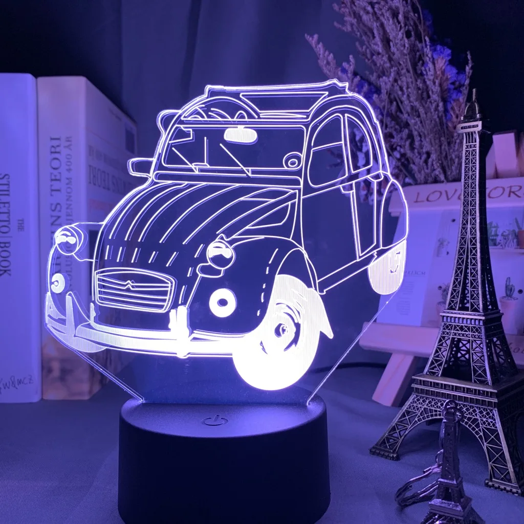 Винтаж автомобиль 2cv 3d иллюзия светодиодный Ночной светильник для украшения дома детская Спальня взрослых офисный Декор Светильник крутая Классическая автомобиля 3d лампа