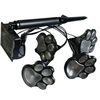 

4 Solar Dog Animal Paw Print Lights Garden Statue Lantern LED Path Light Lamp Black