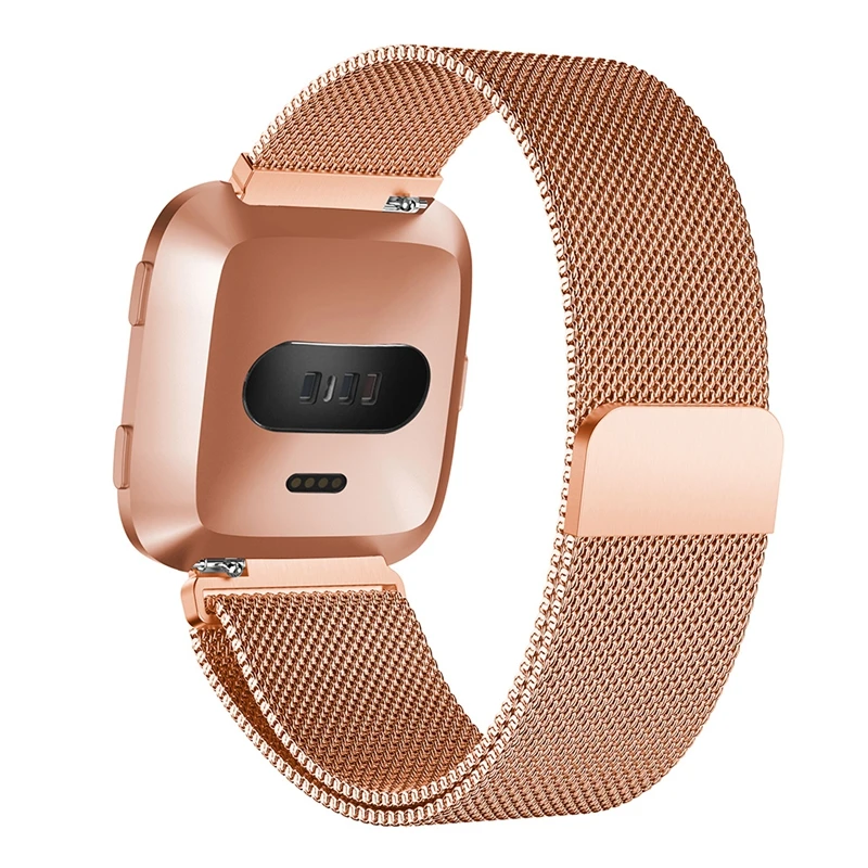 Rose Gold ABKT-для Versa спортивные часы ремешок Замена Миланская Магнитная застежка ремешок из нержавеющей стали ремешок наручные часы - Цвет: Rose Gold