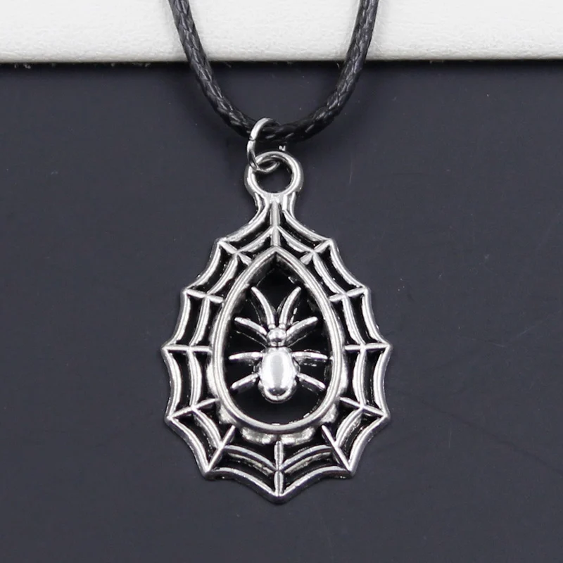 New Durable Black Faux Leather Cord Choker Spider Cobweb Halloween Charm DIY Necklace Boho Tibetan Pendant Dropshipping | Украшения и