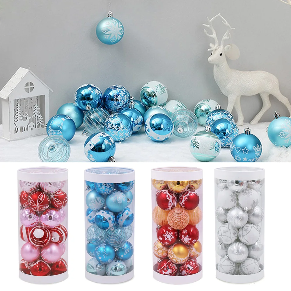 

24pcs 6cm New Year Christmas Tree Ball Baubles Hanging Ornament Xmas Home Wedding Decoration Festive Supply Ornament