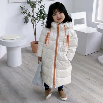 

Children's Down Jacket Long Outerwear for Girls Boys Warm Coats Casual Fashion Comfortable Clothes Winter Autumn Plus Velvet Zip