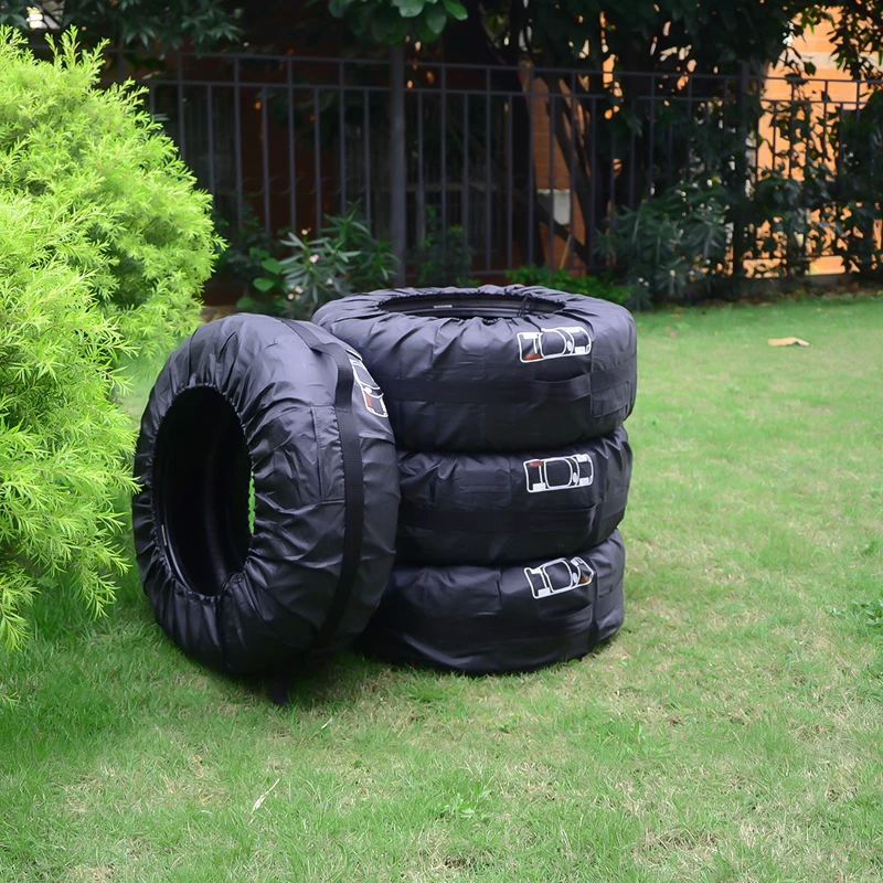 4Pcs Spare Tire Cover Case Polyester Automobile Tires Storage Bag Covers Auto Car Tyre Accessories Vehicle Wheel Rim Protector