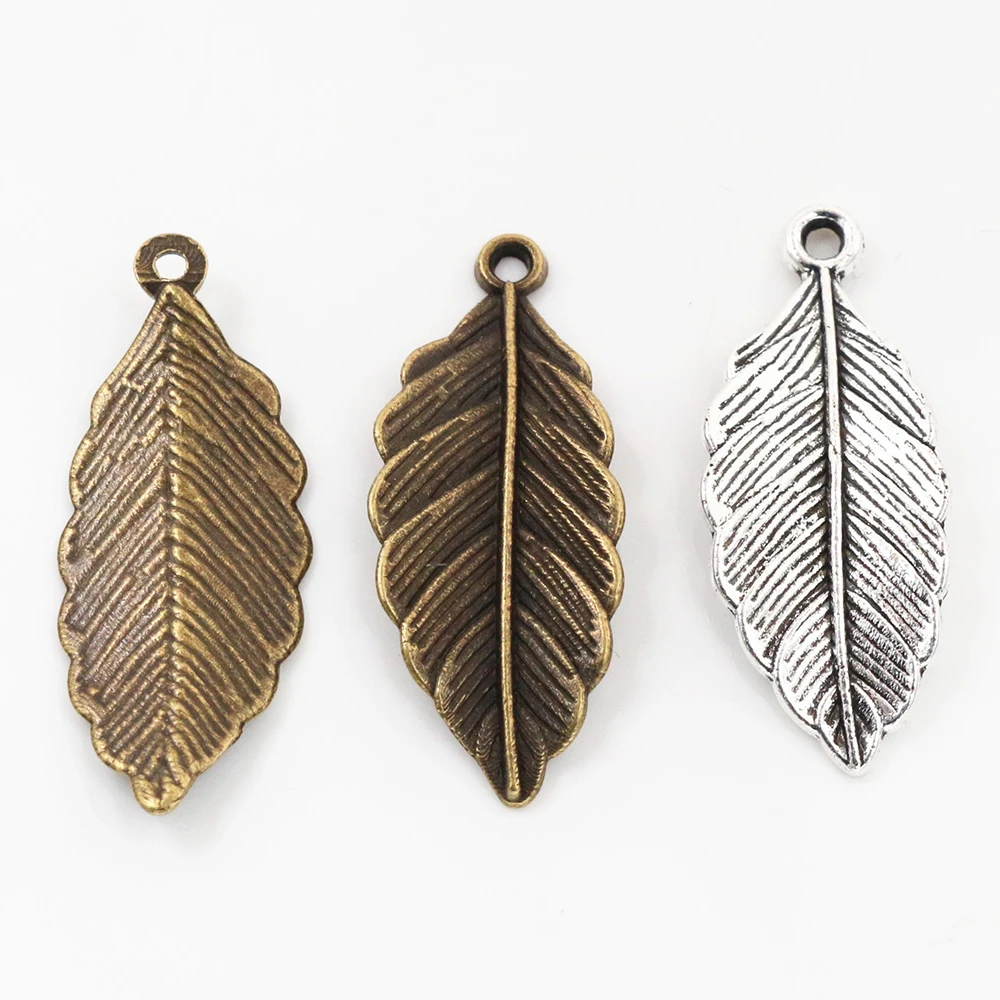 100Pcs Tibetan Silver/Golden/Bronze Leaf Charms Pendant For Jewelry Making Diy 