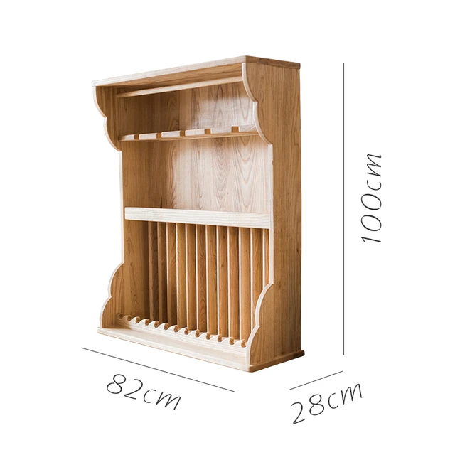 Award Winning solid Wood pine plate dish cup rack shelf dining