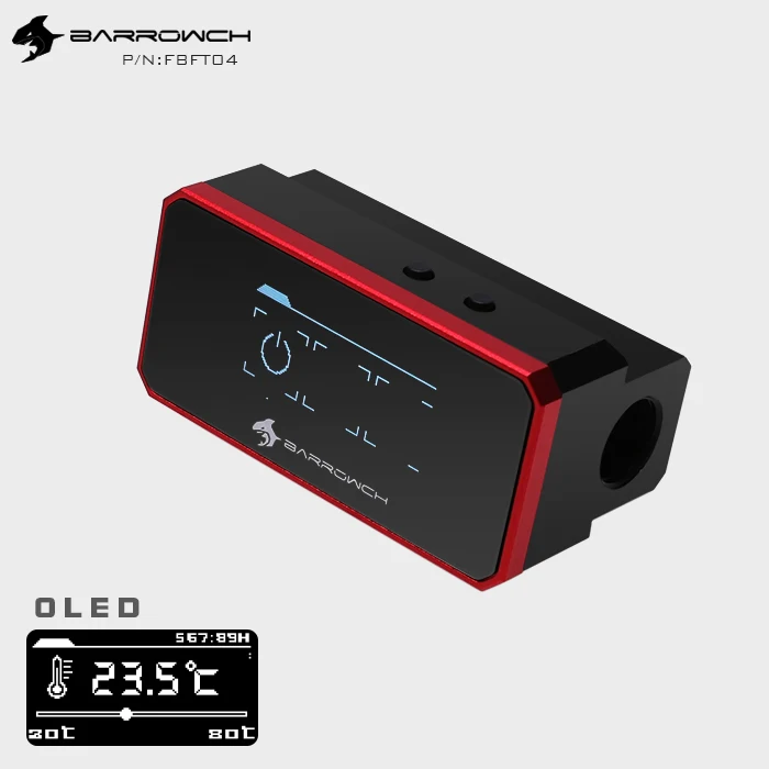Preise Barrowch OLED Digital Display Wasser Temperatur Meter Doppel G1 4   Thermometer Hohe Temperatur Alarm Wasser Kühler fitting