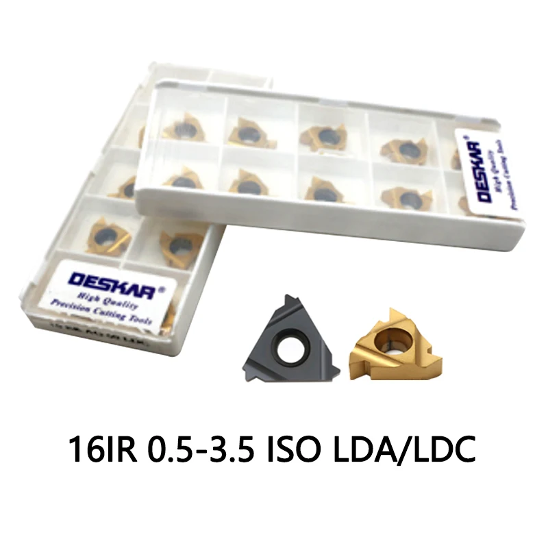 16ir 1,5 iso 10 шт. 16IR 0,5 0,75 1 1,25 1,5 1,75 2 2,5 3 3,5 ISO LDA НРС карбидные вставки CVD покрытие DESKAR бренд резка стали