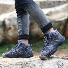 Мужские Ботильоны; повседневная обувь для прогулок; зимняя теплая обувь на флисовой подкладке из хлопка; T8