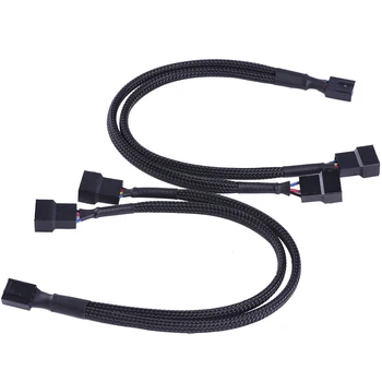 

4 Pcs 3Pin Converter PC Y Shape Computer PWM Accessaries Adapter Power Sleeved 4Pin Braided Fan Splitter Cable 1 To 2