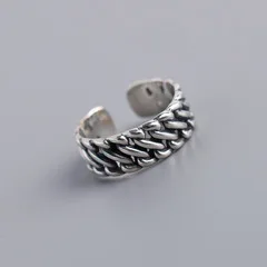S925 silver woman's ring, original design opening adjustable, geometric line twining silver ring for women