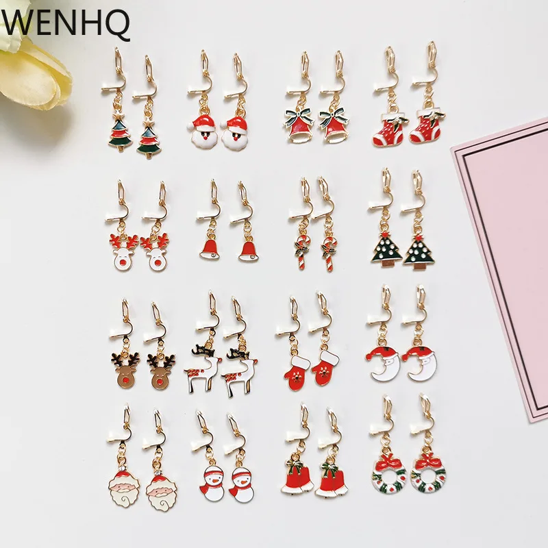 

WENHQ Hot Sale Simple Cute Christmas Clip on Earrings No Pierced Ear Clips Girl Students Fashion Cuff Earrings Charm Jewelry