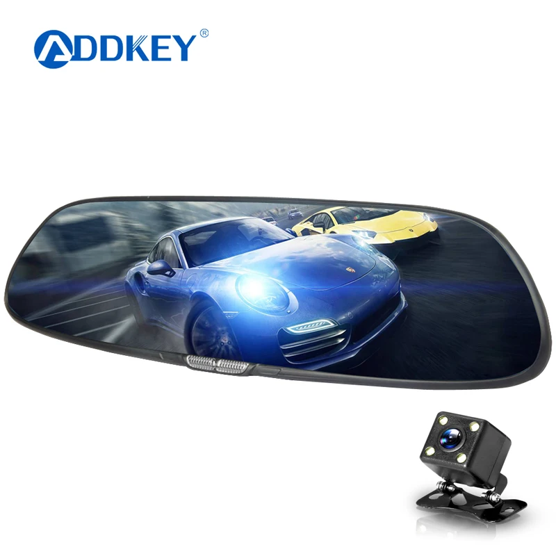 ADDKEY Full HD 1080P 7 дюймовый IPS сенсорный экран Автомобильная камера DVR двойной объектив