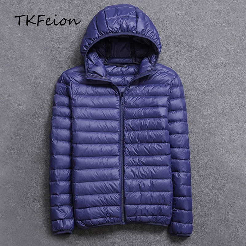 

Plus Size 5XL 6XL 7XL Mens Winter Jacket Duck Down Filler Ultra Thin Light 2019 Spring Autumn Male Warm Hooded Coats Slim Parkas