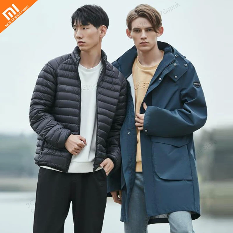 Xiaomi для мужчин «Три в одном» ветрозащитная Водонепроницаемая теплая ветровка длинный пуховик; зимняя куртка с капюшоном 90% Белая куртка с утиным пухом