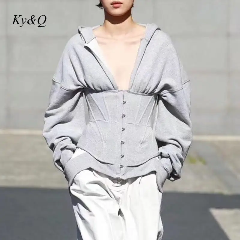 Runway зимняя брендовая дизайнерская Спортивная Женская толстовка с капюшоном и поясом с длинным рукавом, модная уличная верхняя одежда, Новинка