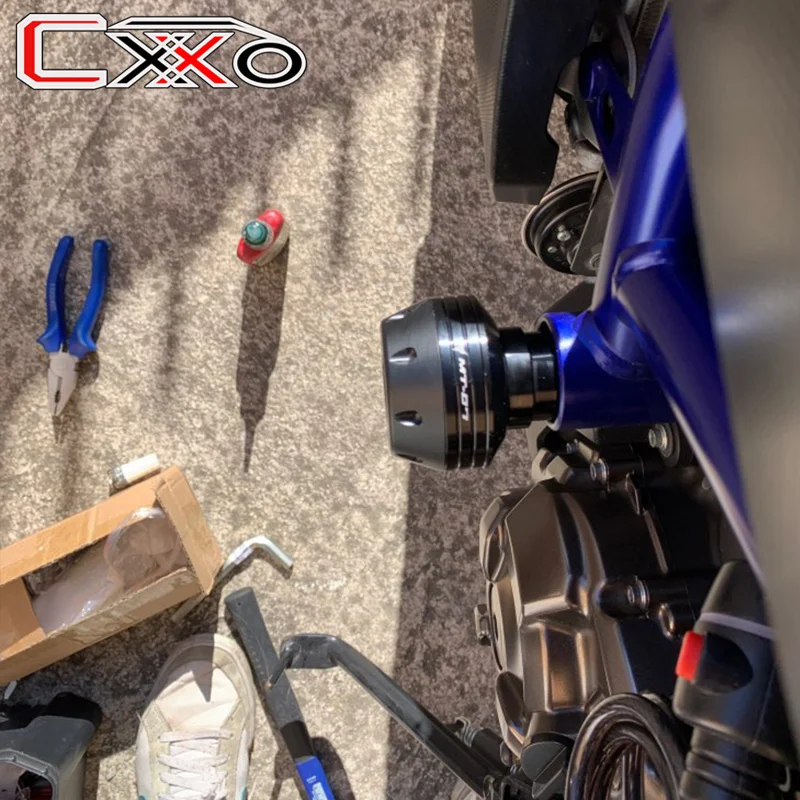 LOGO MT-07 Left & Right Motorcycle CNC Frame Sliders Crash Pad Falling Protector Guard For Yamaha MT07 MT 07 2014-2021 2019 2020