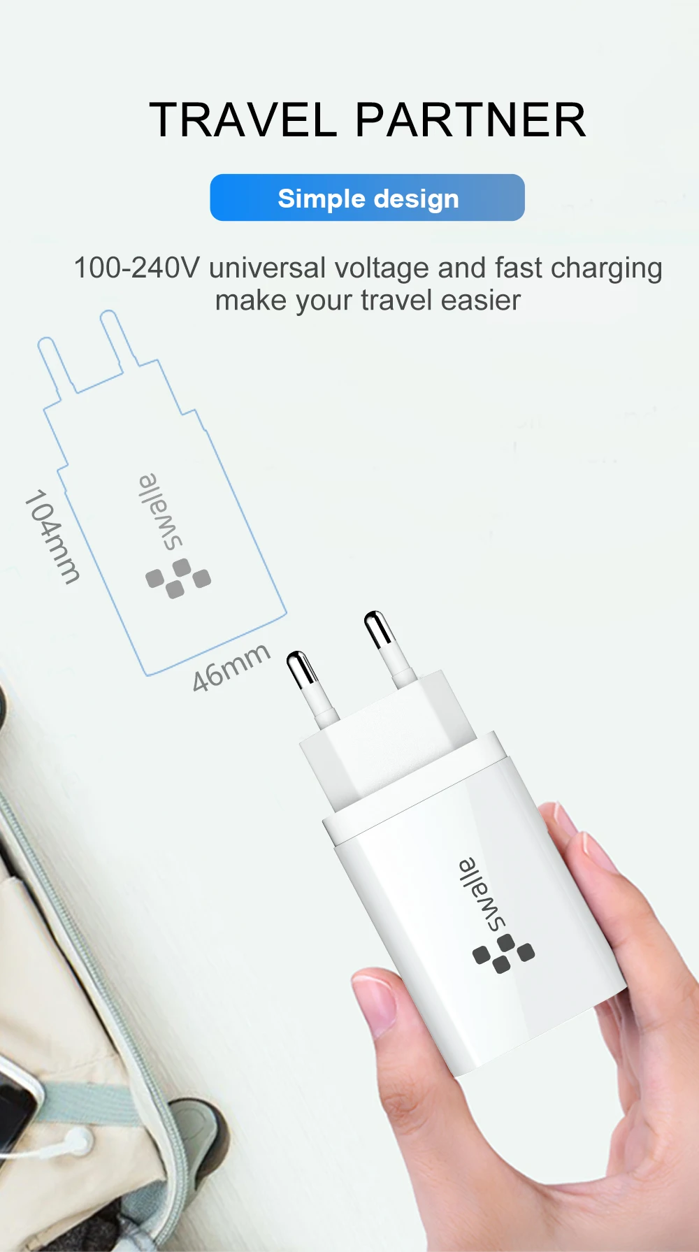 Swalle USB quick charge 3,0 5V 2.4A для Iphone 7 8 EU Plug, быстрое зарядное устройство для мобильного телефона, зарядка для Iphone Samsug s8 s9 huawei