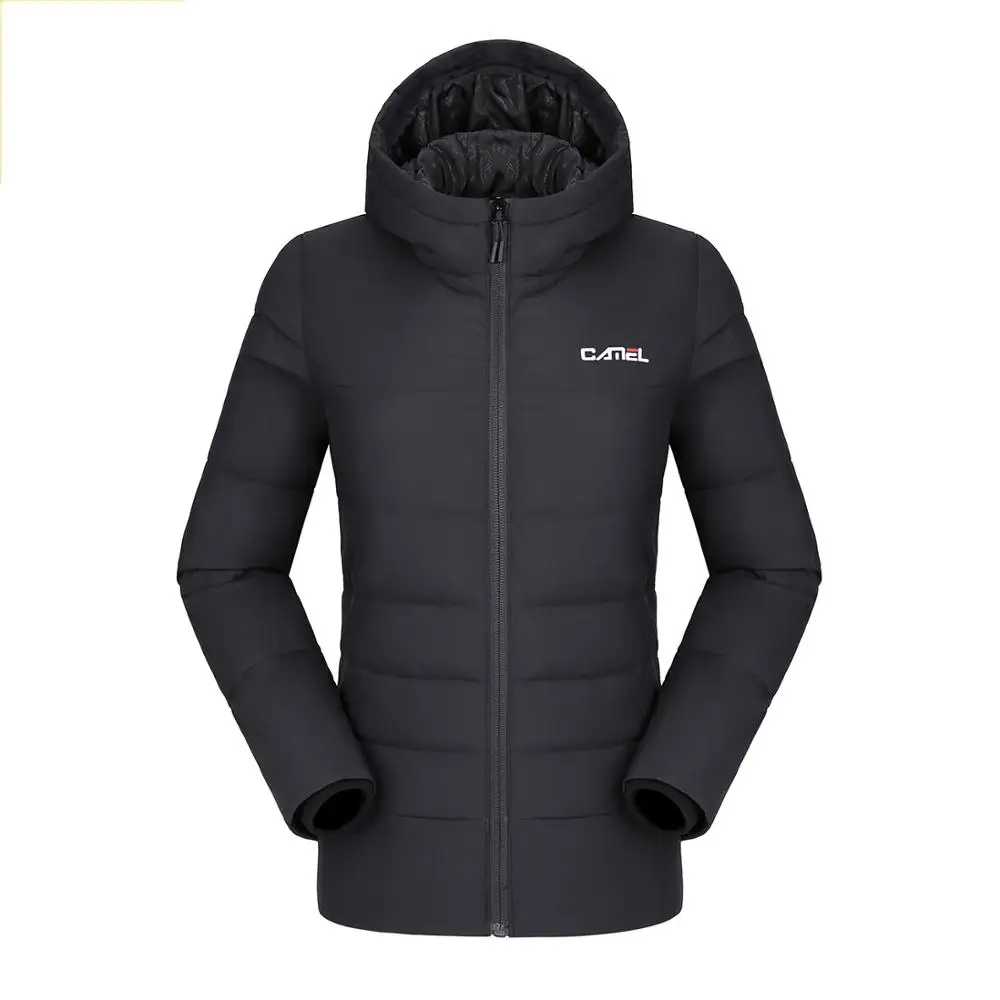 CAMEL, женский, мужской пуховик, зимний, Northface, гусиный, короткий, с капюшоном, пальто, водонепроницаемый, гусиный, ветрозащитный, для походов, для улицы, ультра тонкий - Цвет: 108Black Female