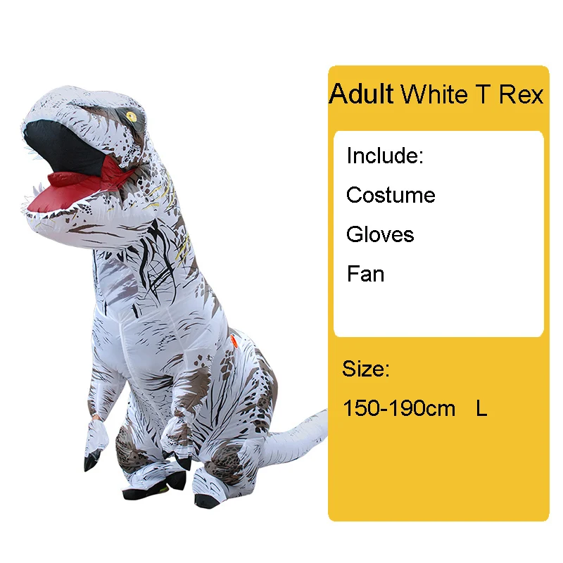 Adult White Взрослый детский надувной костюм динозавра T REX wo мужские костюмы динозавр инопланетянин Хэллоуин нарядное платье карнавальный костюм косплей - Цвет: Adult White