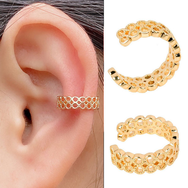 Earrings Without Ear Hole Star Wrap Clip On Earrings Earcuff for Women Chain Hollow Ear Cuff  Fake Earring Piercing