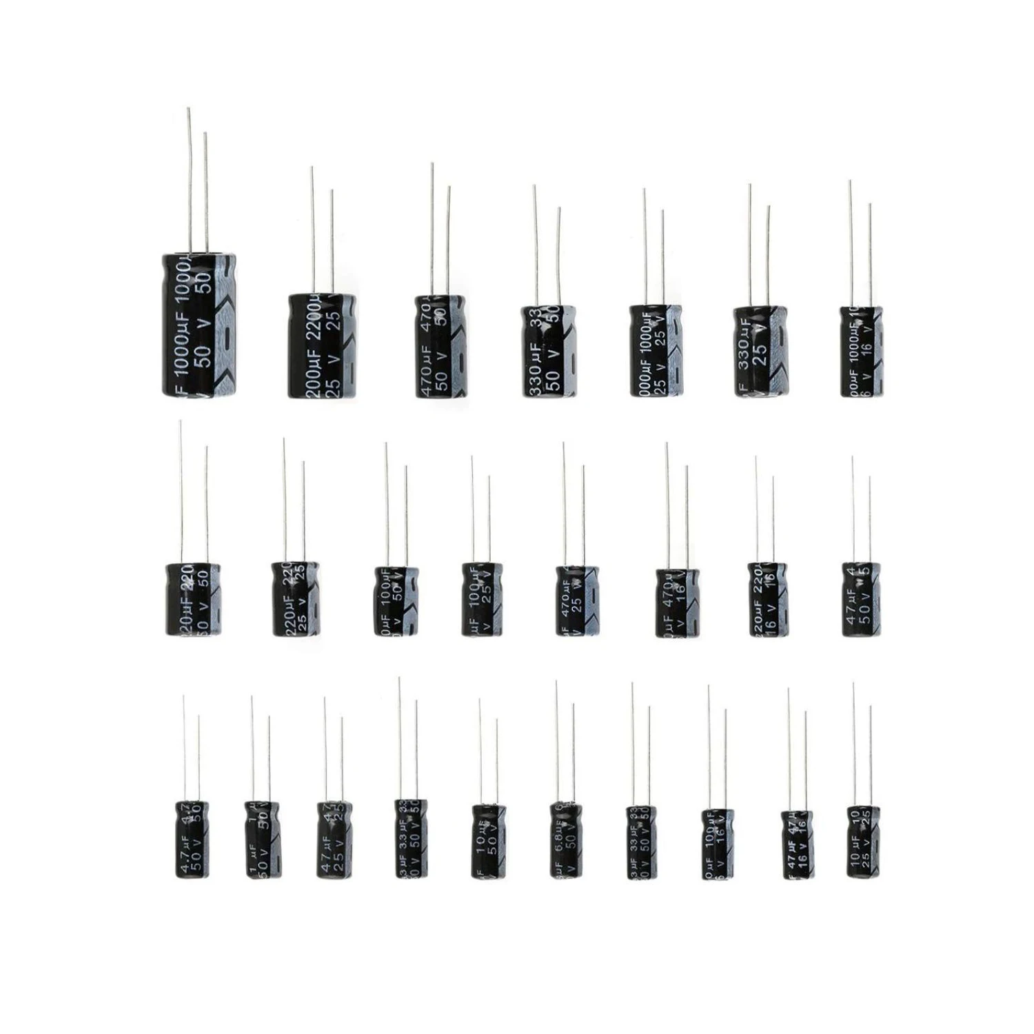 120pcs 12 values 0.22UF-470UF Aluminum electrolytic capacitor assortment kit set pack 1UF 2.2UF 4.7UF 10UF 50V electrolytic capacitor aluminum capacitor aluminum electrolytic capacitor