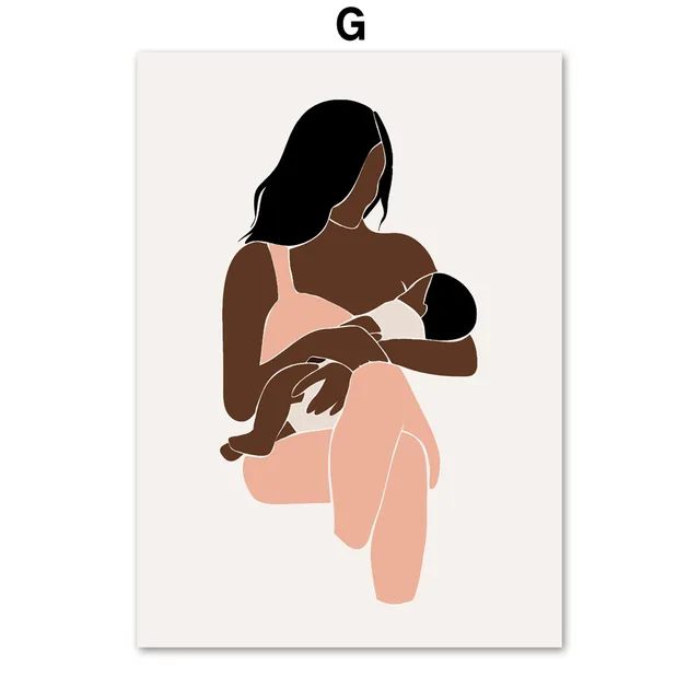Pregnant Woman Mother Baby Illustration Nordic Posters And Prints Wall Art Canvas Painting Wall Pictures For Living Room Decor G