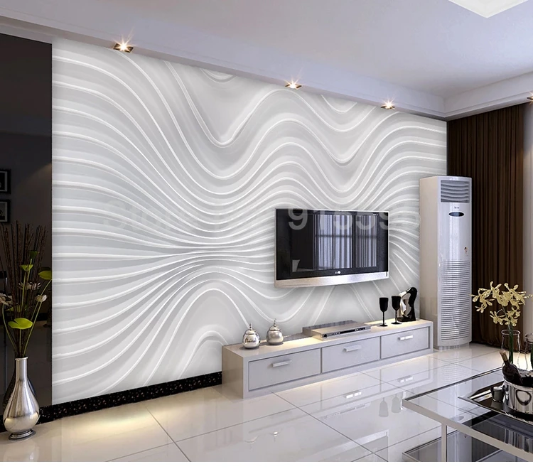 3D Stereoscopic Curve Stripe Mural Wallpaper para