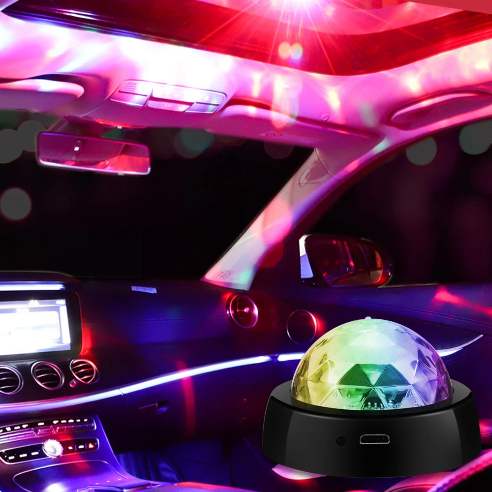 FORAUTO Автомобильный светодиодный свет в атмосферу DJ RGB Красочная музыкальная лампа магический сценический эффект свет USB перезаряжаемая Автомобильная декоративная лампа