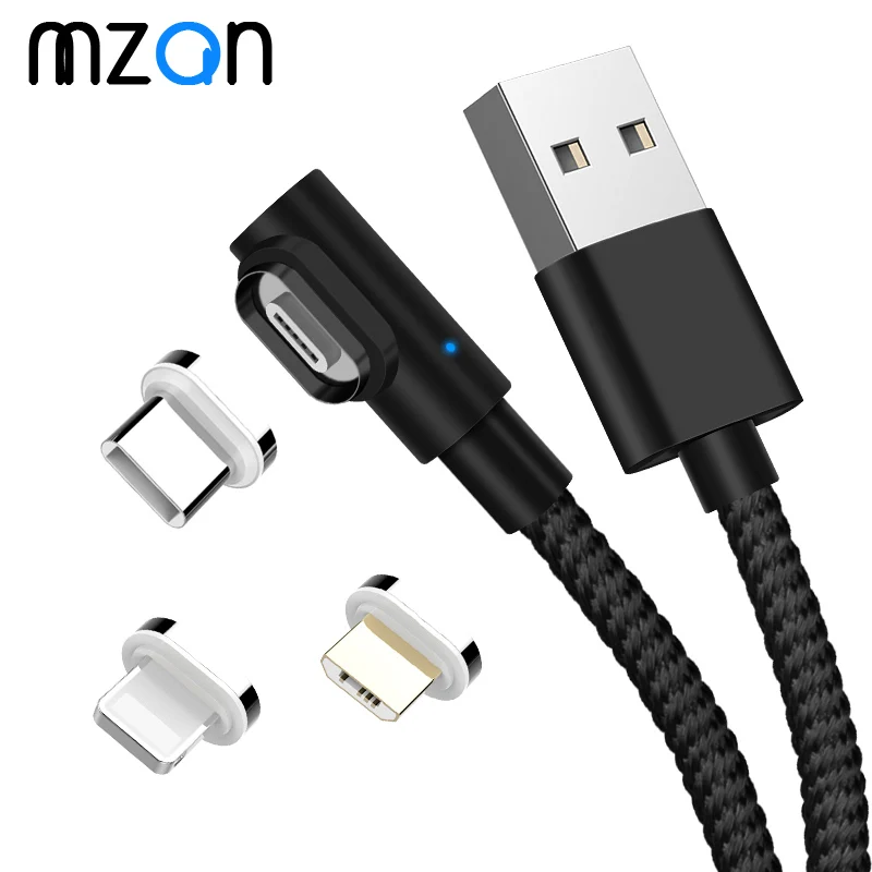 Magnetic Cable 3A Fast Charger Micro USB Type C For iPhone XS Max Samsung Charge 90 Degree Magnet Android Phone Cord | Мобильные