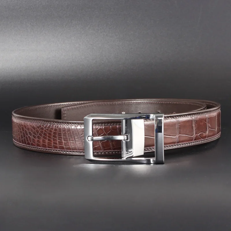 Brown Belt Ремни мужские из натуральной кожи джинсы McParko мужские кожаные ремни с пряжкой Роскошные брендовые новые настоящие крокодиловые пояса из натуральной кожи мужские модные костюмы ремни поясные ремни - Цвет: Brown Belt