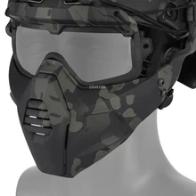 

Tactical Mask with Goggles Military Hunting Protective Shooting Paintball Accessories Masks Dust-proof Airsoft Windproof Goggles