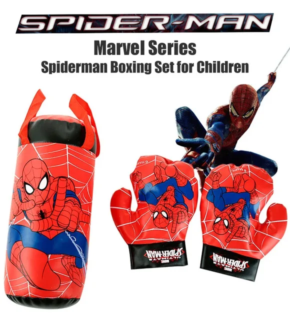 Une paire de gants de boxe Spiderman + un costume sac de sable
