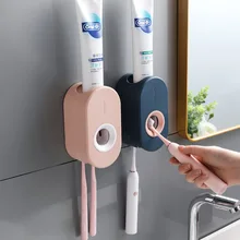 Conjunto automático esparadrapo do espremedor de dentes, suporte fixado na parede da pasta de dentes, cremalheira da escova de dentes, espremedor de dentes da sucção da parede