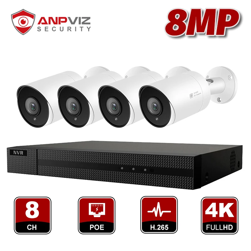 IP камера видеонаблюдения Anpviz 8 каналов H.265 + NVR Мп ИК POE|Система наблюдения| |