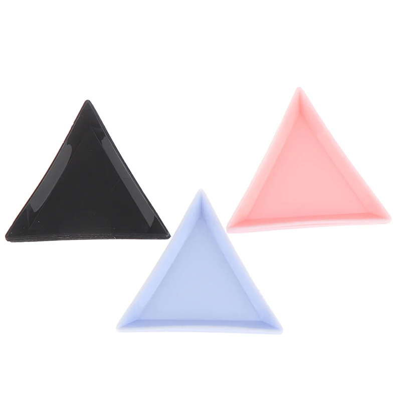 3Colors Plastic Triangle Nail Tray Nail Art Rhinestone Bead Crystal Sorting Storage Plate Manicure Tools Accessory 5pcs/lot