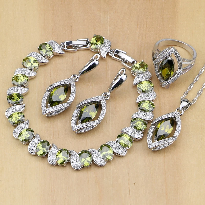 Комплект из колье серёг и кольца серебра 925 пробы|cz jewelry set|jewelry sets for womenjewelry |