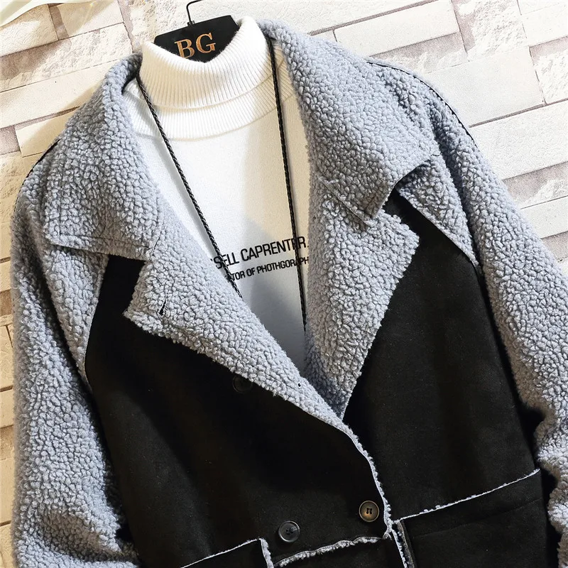 Winter Long Coat Men's Warm Thick Parka Men Fashion Lamb Fur Jacket Man Streetwear Large Size Coat Male Clothes Overcoat M-5XL