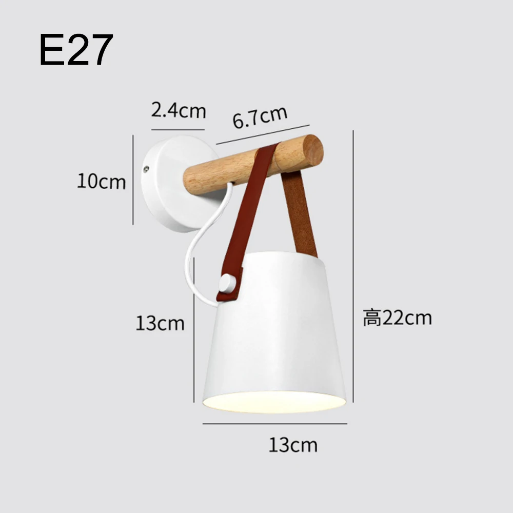 White Lampshade 220 В деревянный светодиодный настенный светильник E27 прикроватный светильник ночник современный скандинавский дизайн настенные бра для гостиной пояс белый/черный абажур - Цвет абажура: White Lampshade