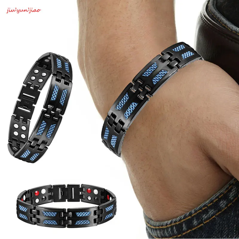 

Titanium Magnetic Bracelet Health Blue 4 Elements High Quality Luxury Bangles And Bracelets Gift Man Woman Link Chain Weight