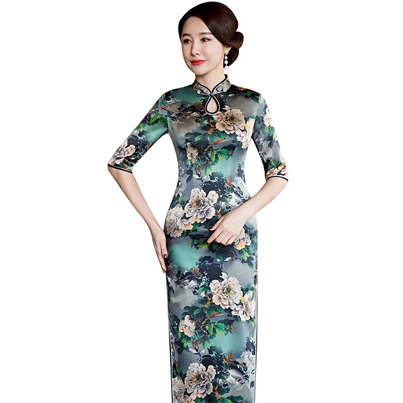 Китайский женский стиль тонкий Cheongsam сексуальное высокое платье Ципао с разрезом традиционный Мандариновый воротник платье Восточная официальная Вечеринка Vestidos