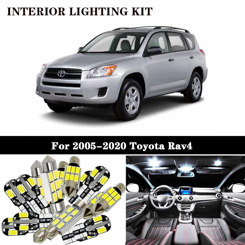 8 шт. белые светодиодные с Canbus комплект ламп для салона автомобиля Toyota Rav4 RAV 4 2005 2017