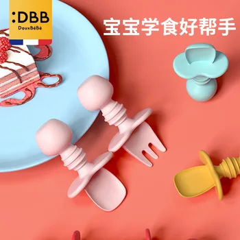 

Infant Full Silica Gel Lick Spoon Baby Learn Eating Training Spoon Short Soft Fork Spoon Sub-Food Supplement Spoon