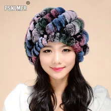 Chapeu feminine gorras, зимние шапки для женщин,, Снэпбэк женский натуральный мех кролика Рекс, вязаные шапки, шапка из кроличьего меха