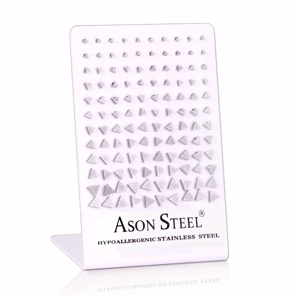 ASON steel 60 пар/лот серьги из нержавеющей стали в форме треугольника 3-8 мм Простые Модные серьги-гвоздики