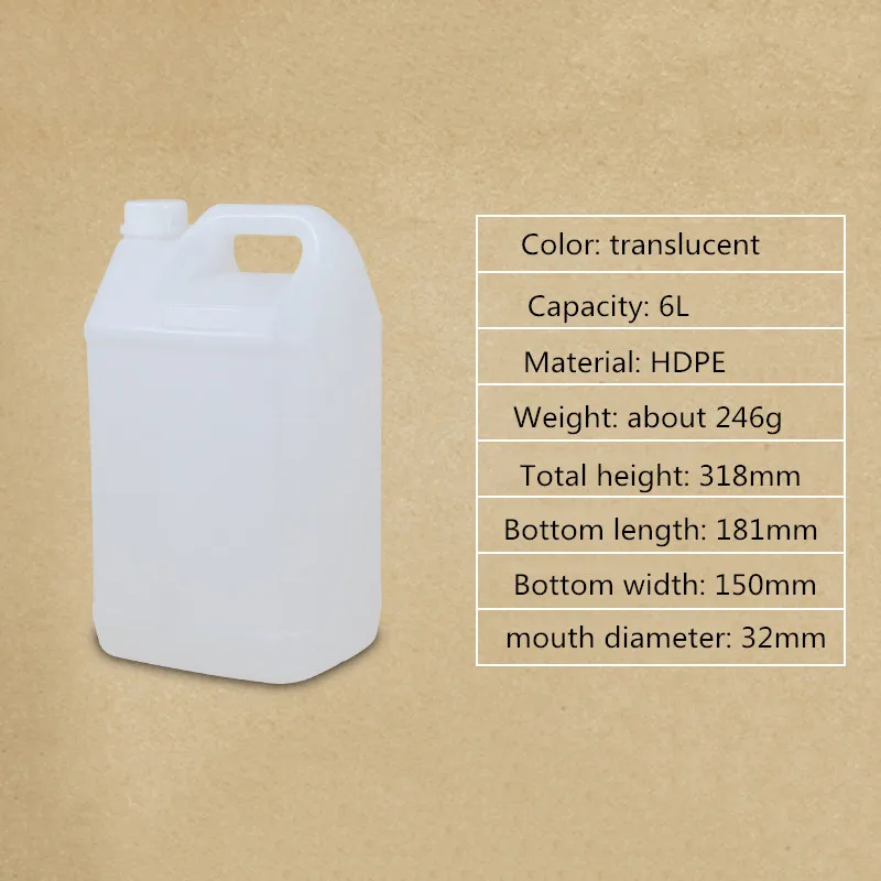 Translucent-6L 1 шт утолщенная пластиковая f-образная бутылка с крышками для вскрытия, пищевой контейнер из ПЭНД для жидкости - Цвет: Translucent-6L