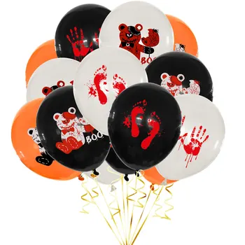 

100pcs Halloween 12 inches Scary baby bear Latex balloon Halloween bar Ghost festival Blood handprint footprint Party decoration