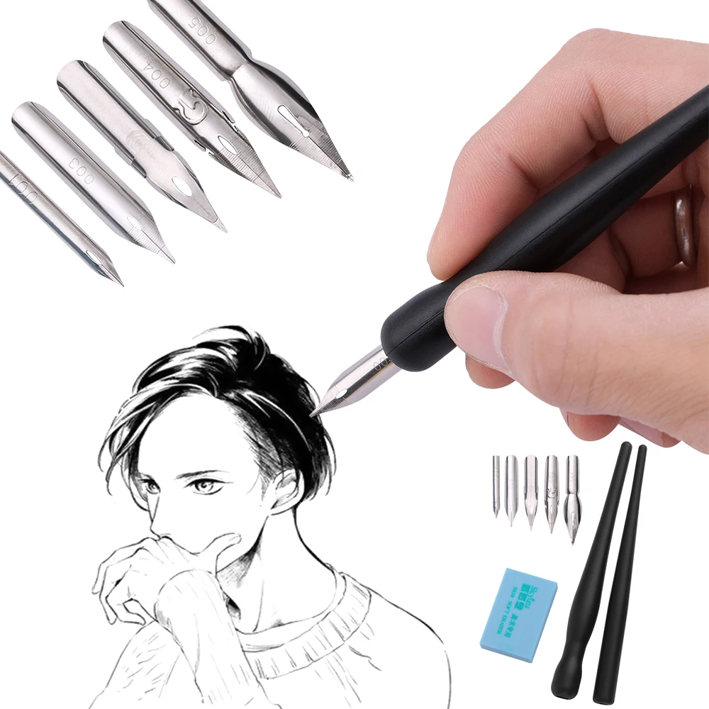 Мультфильм ручка для рисования манги Наконечник Ручка Комплект Dip авторучка