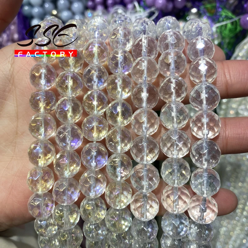 

Faceted Clear Glass Crystal Rondelle Loose Spacer Beads for Jewelry Making DIY Charms Bracelets Accessories 4 6 8 10 12mm 15''