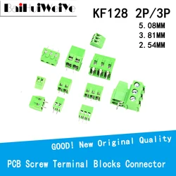 10 pçs/pçs/lote terminais KF128 5.08 3.81 2.54mm 300v 10a parafuso 2/3pin pino reto pcb parafuso bloco terminal conector 22 12awg